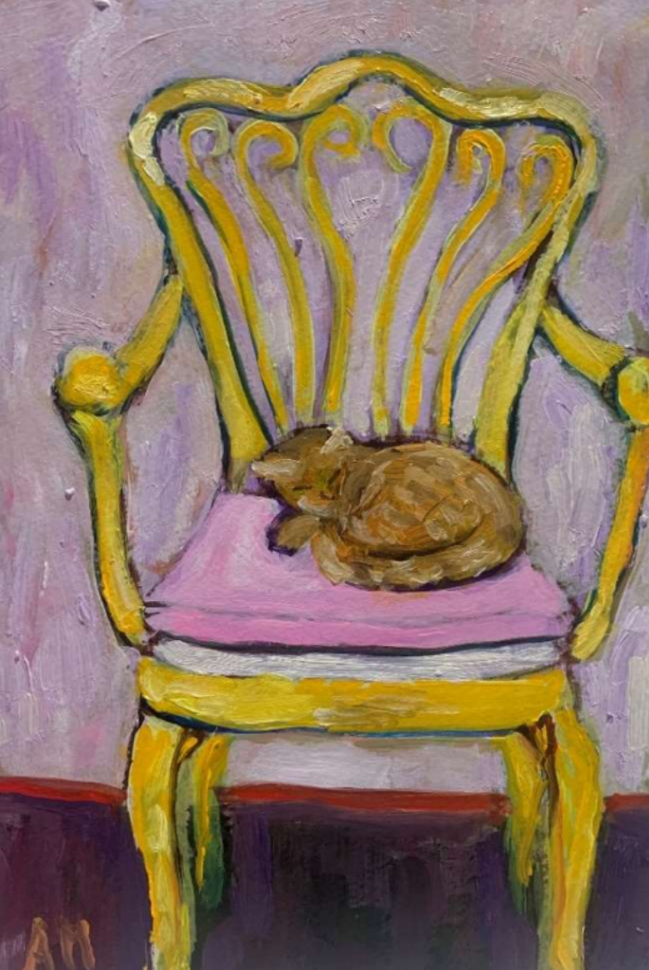 'Cat and the Yellow Chair' by Angela Melouney (2025) - Original