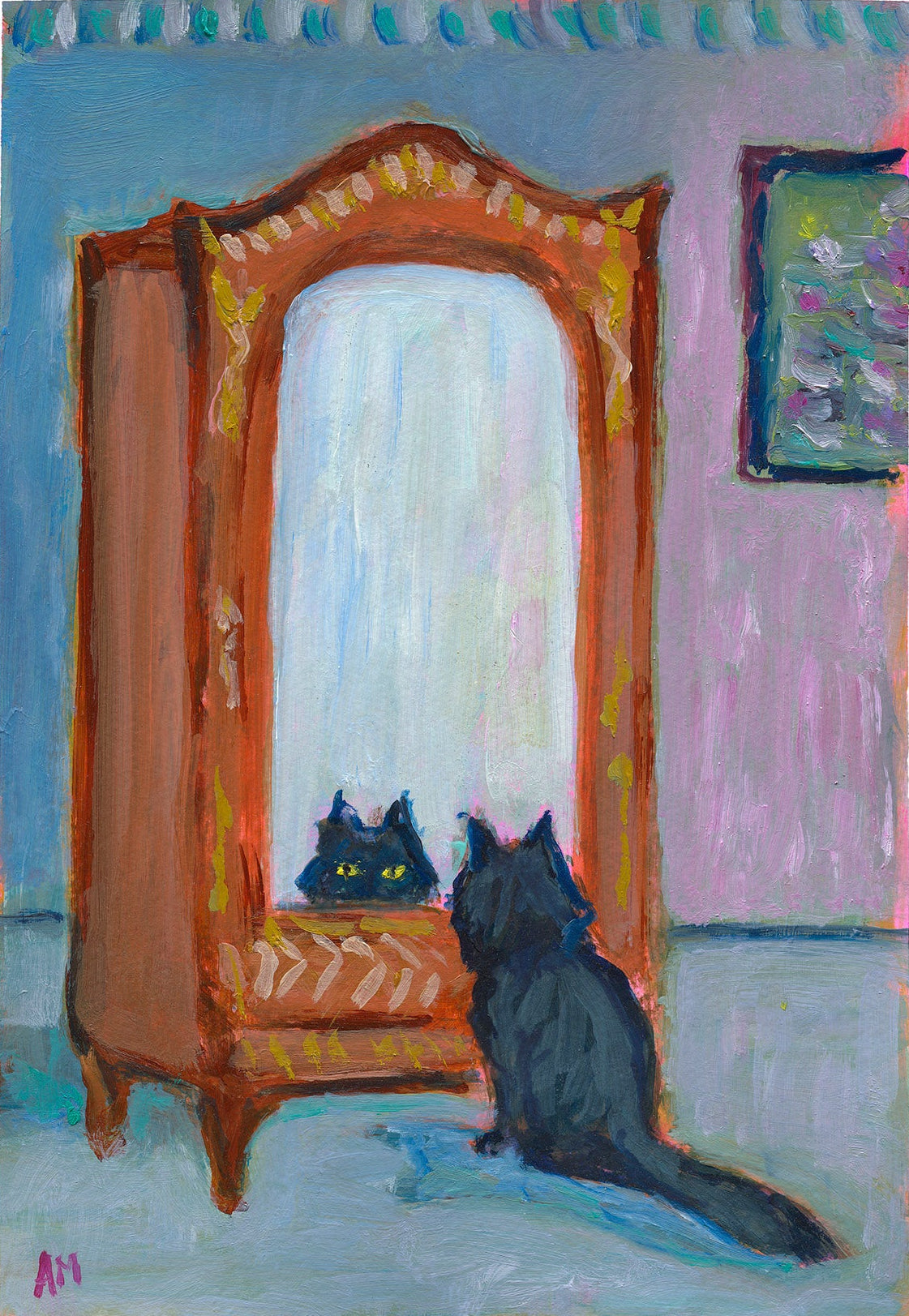 'The Norwegian Forest cat and the French armoire' by Angela Melouney (2025) - Original